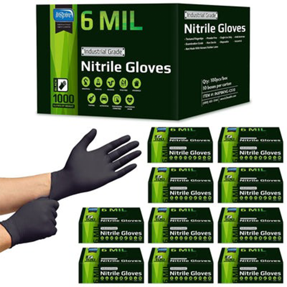 Inspire Black Nitrile Gloves 6 MIL (1 count box)