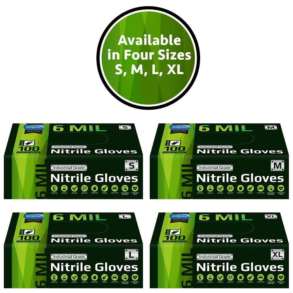 Inspire Black Nitrile Gloves 6 MIL (1 count box)